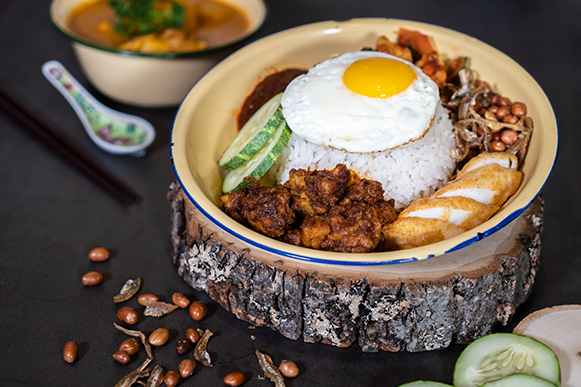 Nasi Lemak with Dry Curry Chicken
