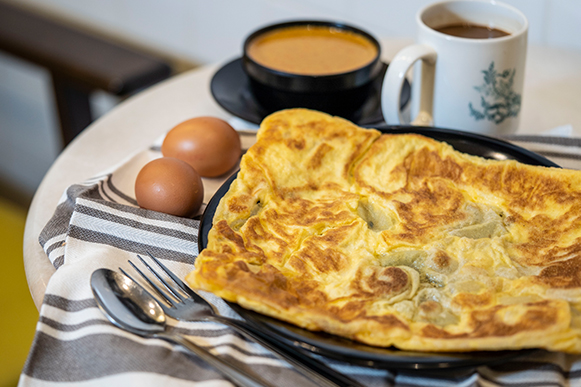 Double Egg Prata with Large Kopi/Teh