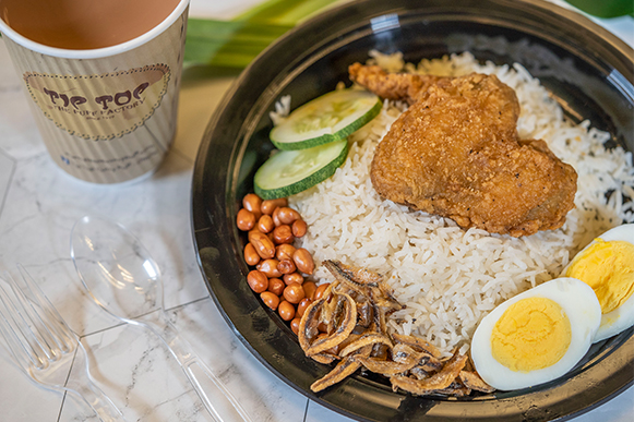 Nasi lemak set with Chicken Wing and Hot Coffee/Tea
