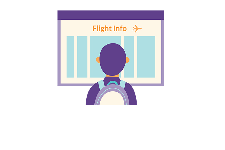 Check-in Procedure Step 2: Check Flight Information Display Screens