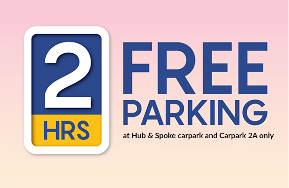 two hour free parking at hub and spoke