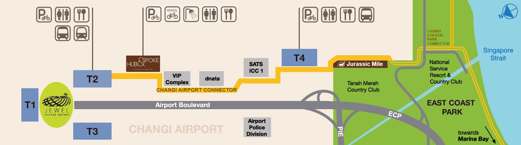 Riding Skytrain from Terminal 3 to Terminal 1, Changi Airport Singapore 