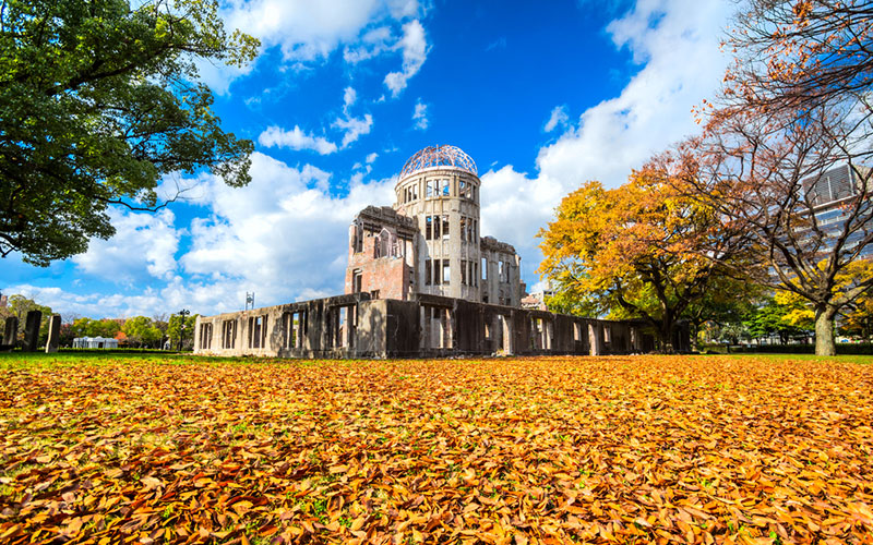 Hiroshima Peace Memorial Park Atomic Dome during autumn