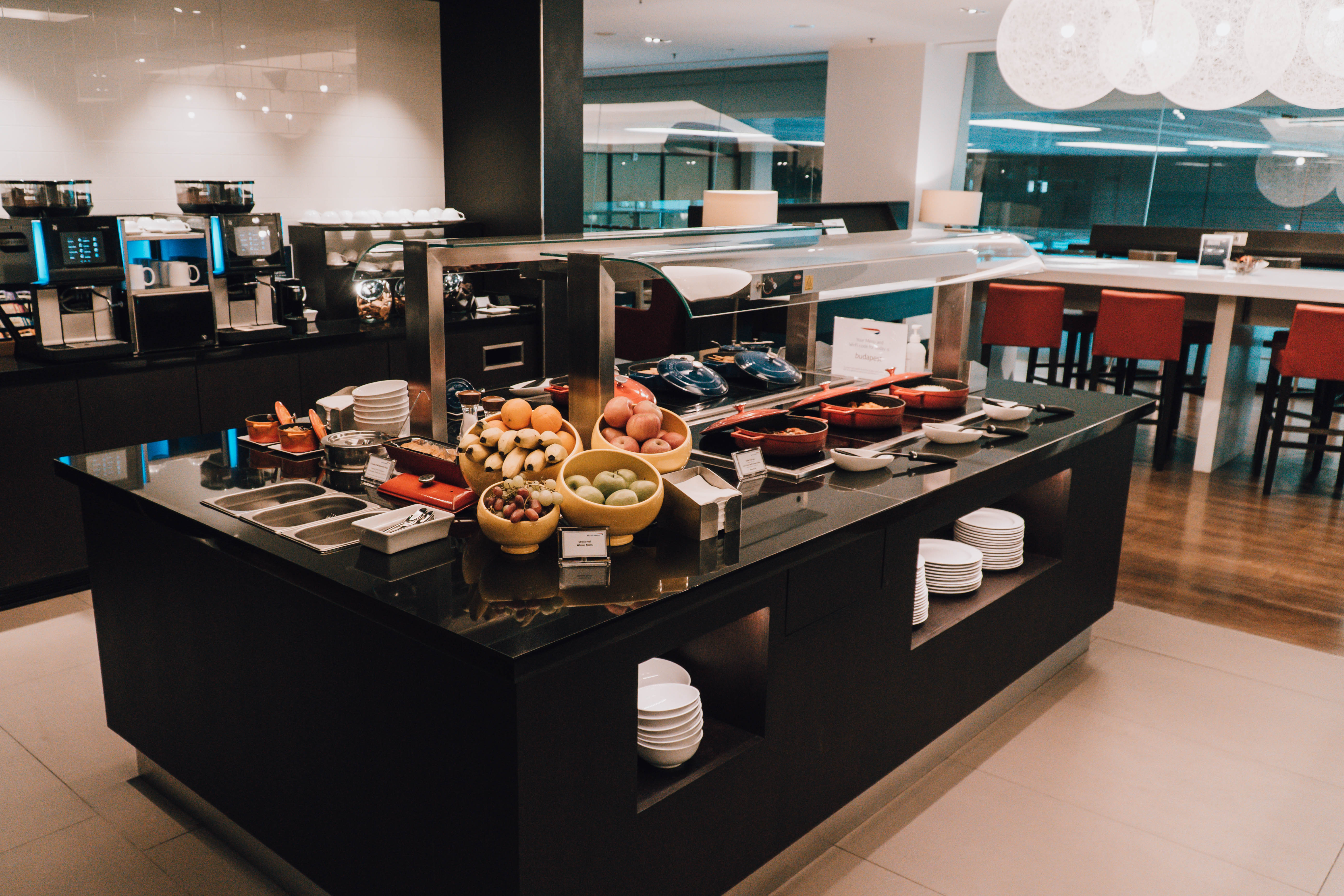 British Airways Lounge buffet area