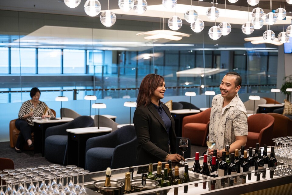 Guests interacting at British Airways Lounge