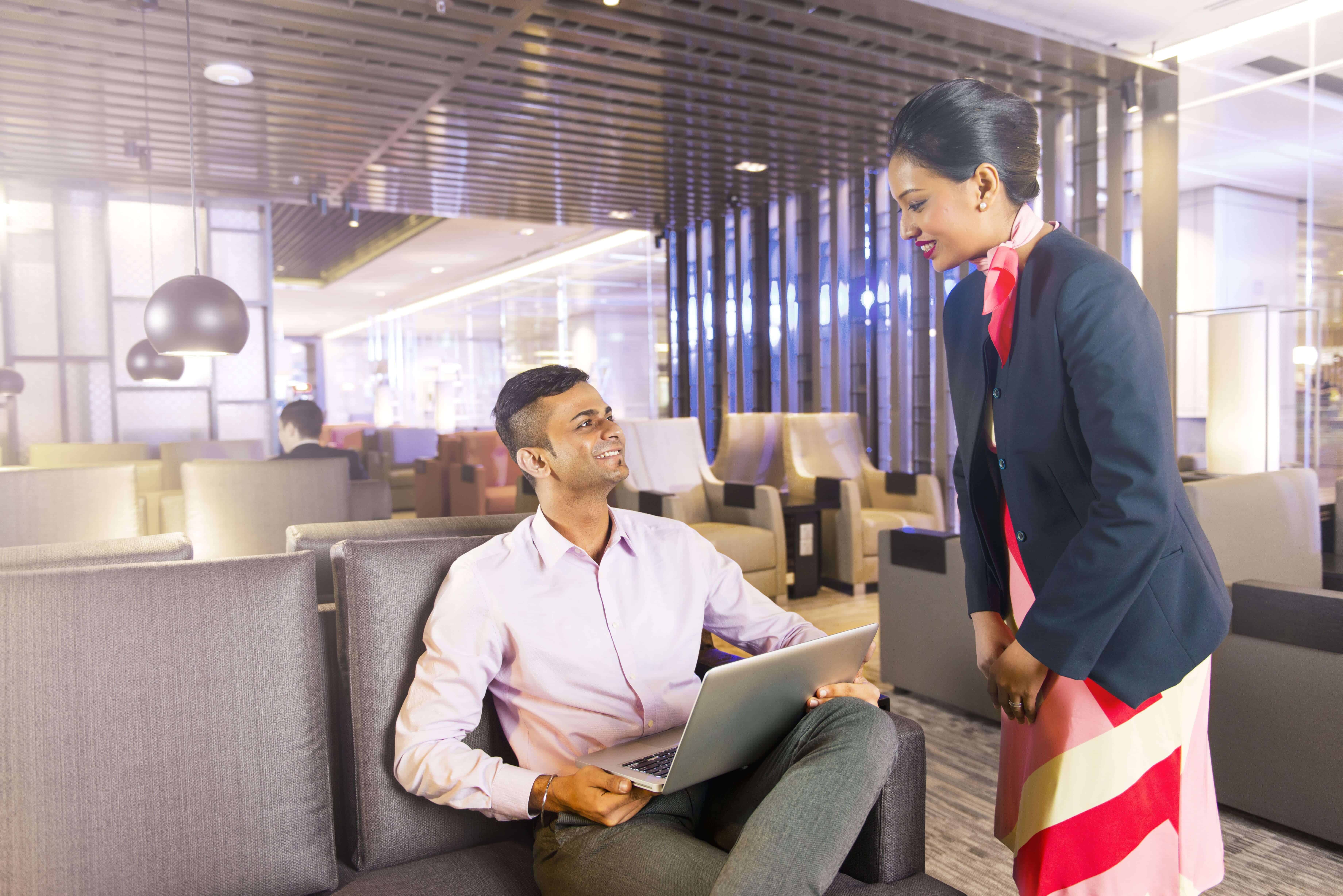 T1 Marhaba Lounge staff attending to a guest