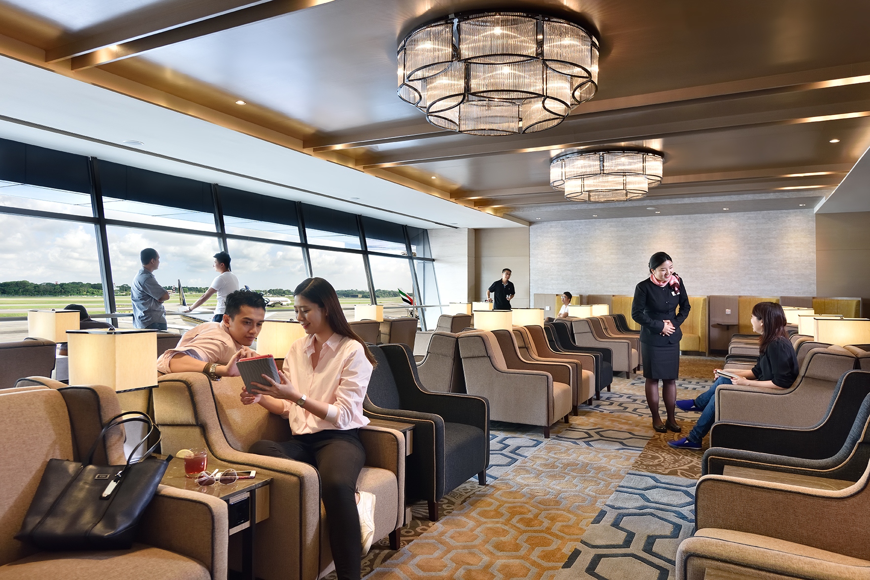 Guests relaxing in the Plaza Premium Lounge 