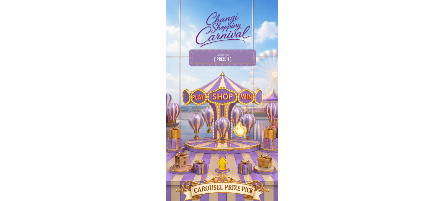 A carousel with hot air balloon and present displays 