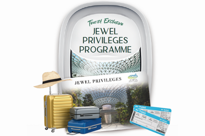 Graphic that shows the Jewel Privileges Programme by Jewel Changi Airport, which grants tourists exclusive deals at Jewel.
