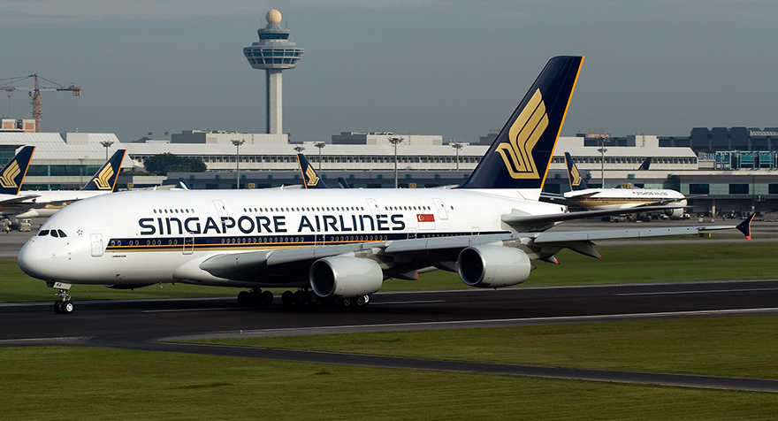 SIA's Airbus A380 in Changi